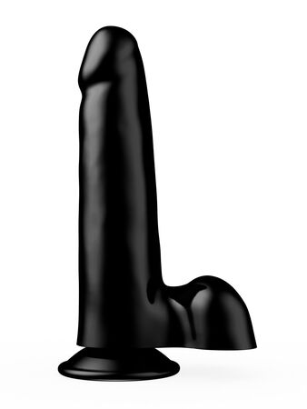 Фаллоимитатор чёрного цвета на присоске - 16,5 см.